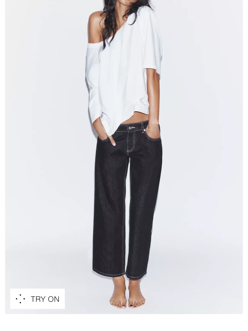 Zara TRE LOW RISE WIDE LEG
CROPPED JEANS